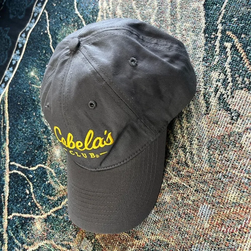 Vintage Cabela's Dark Gray Cap with Gold Embroidery Fishing Hunting Hat SnapBack